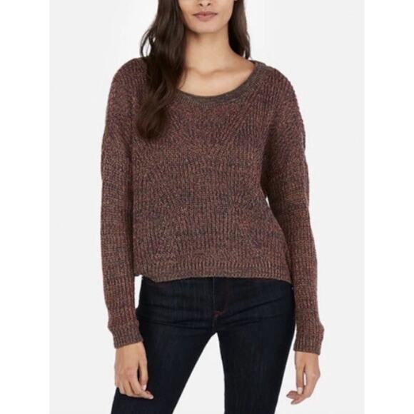 Express Multicolor Marled Open-Back Cable Knit Sweater Women’s Medium - Picture 7 of 8